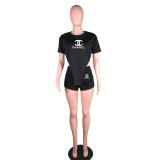 Sexy apron hem T-shirt shorts two-piece set