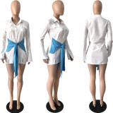 Patchwork Suit Fake Sleeve Shirt Tooling Pocket Jumpsuit