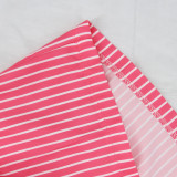 Shirt Striped Print Loose Plus Size Casual Ladies Suit