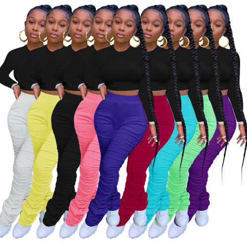 Solid color fashion slim women's pants temperament pleated pencil pants