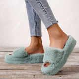 2022 large size thick bottom round toe hairy slippers