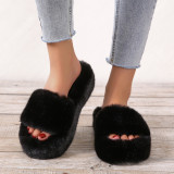 2022 large size thick bottom round toe hairy slippers