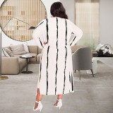 Sexy Striped Print High Stretch Sling Dress Suit