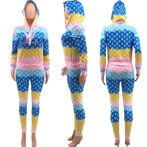 Outdoor leisure fashion positioning printing cotton suit (with hat)