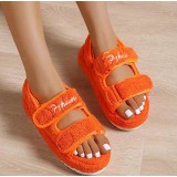 2022 Large Size Round Toe Thick Sole Embossed Velcro Tape Heel Sandals