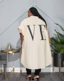 Street women's fashion trendy letter printing fashion loose lapel large size shirt