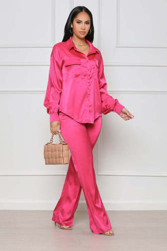 Stretch satin casual two-piece suit