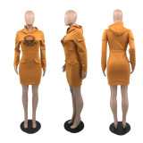 Heat Transfer Long Sleeve Hooded High Quality Fabric Thickening Dress
