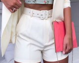 2022 sexy temperament casual lapel cardigan suit shorts two-piece set((including belt)