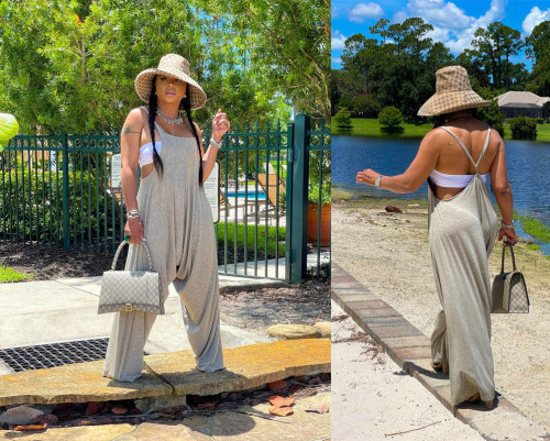 2022 Fall Casual Solid Color Wide Leg Jumpsuit