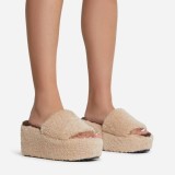 2022 plus size lamb wool platform slippers