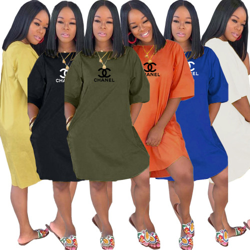 solid color pocket personality dress nightclub