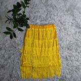 High Waist Stitched Fringe Skirt Slim Fit Hip Skirt (Skirt Only)
