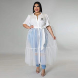 Solid color tulle maxi dress plus size women's clothing