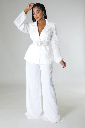 Sexy Pleated Loose Casual Solid Color Suit