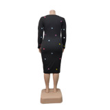 Plus Size Women's Fashion Feature Button Embellished Solid Color Dress