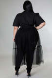 Plus Size Women's Chiffon Mesh Crinkle Top Casual Dress