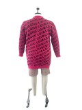 Plus Size Women's Knitted Letter Ripped Sweater Mid Length Sweater