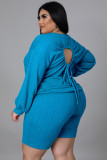 Plus size women's knitted pit strip casual sports suit