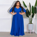 Plus Size Women's Solid Color V-Neck Sexy Wedding Dresses