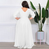 Plus Size Women's Solid Color V-Neck Sexy Wedding Dresses