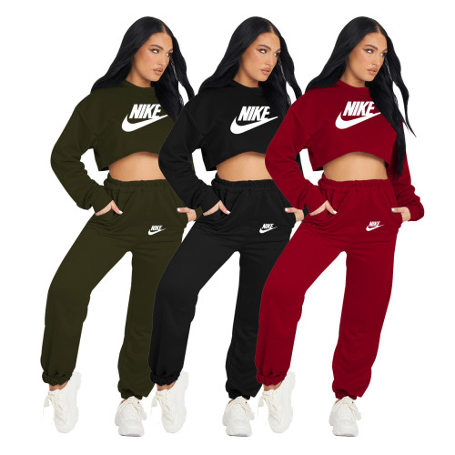 Autumn and winter velvet thickened solid color high elastic sports and leisure two-piece suit
