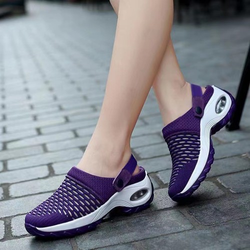 2022 spring and summer large size mesh half drag breathable light air cushion shoes
