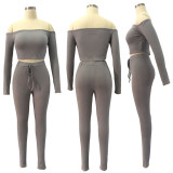 Autumn and winter high elastic thread pit strip trousers two-piece set super elastic