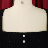 2022 autumn stitching chiffon beaded ladies dress with belt