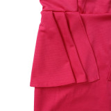 2022 temperament mesh stitching V-neck ruffled pencil skirt dress
