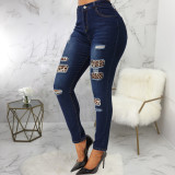 2022 Fall/Winter Stretch Washed Ripped Slim Jeans