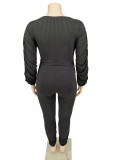 Autumn and winter Large size casual pit strip jumpsuit