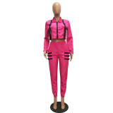 autumn and winter zipper suit collar two piece set