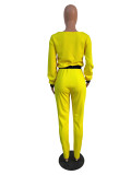 Autumn and winter ribbed solid color letter sports and leisure two-piece suit
