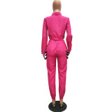 autumn and winter zipper suit collar two piece set