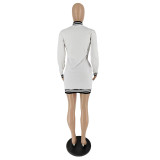 Long Sleeve Letter Solid Embroidered Solid Stretch Casual Dress