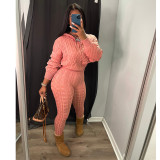 2022 autumn and winter high elastic solid color anti-pilling knitted sweater sweater suit two-piece