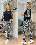 Autumn hot drill long-sleeved top and trousers casual two-piece set