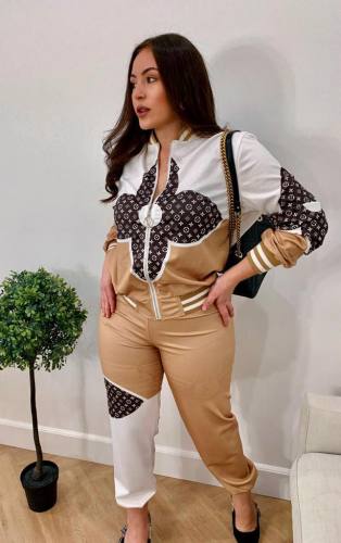 2022 autumn casual simple printing two-piece set
