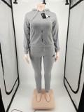 Plus Size Women Fashion Casual Twill Sweater Embroidered Two Piece Set