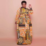 Abstract print two-piece fashion loose plus size women's suit
