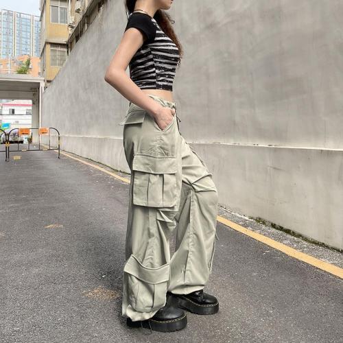 Street hot girl drawstring shrink pleated loose casual work pants