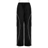 Street style high waist loose skinny out bud strip design sense casual pants spicy girl work pants