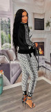 Thickened outdoor casual high collar elastic zipper jacket pants set