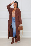 Loose knit cardigan lazy wind pocket long twist sweater jacket