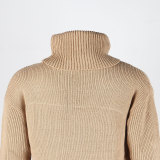 Sexy slim round neckline pullover open sweater dress