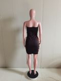 Hooded bustier dress drawstring small cape back invisible zipper