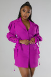 Solid color fashion lapel long coat