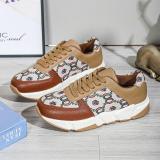 2022 autumn large size round toe platform lace-up low-top sneakers pattern casual shoes