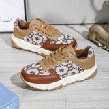 2022 autumn large size round toe platform lace-up low-top sneakers pattern casual shoes